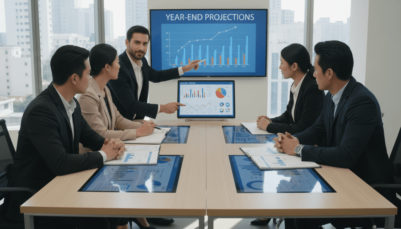 Reunión profesional de consultoría financiera en oficina moderna con documentos y análisis de datos